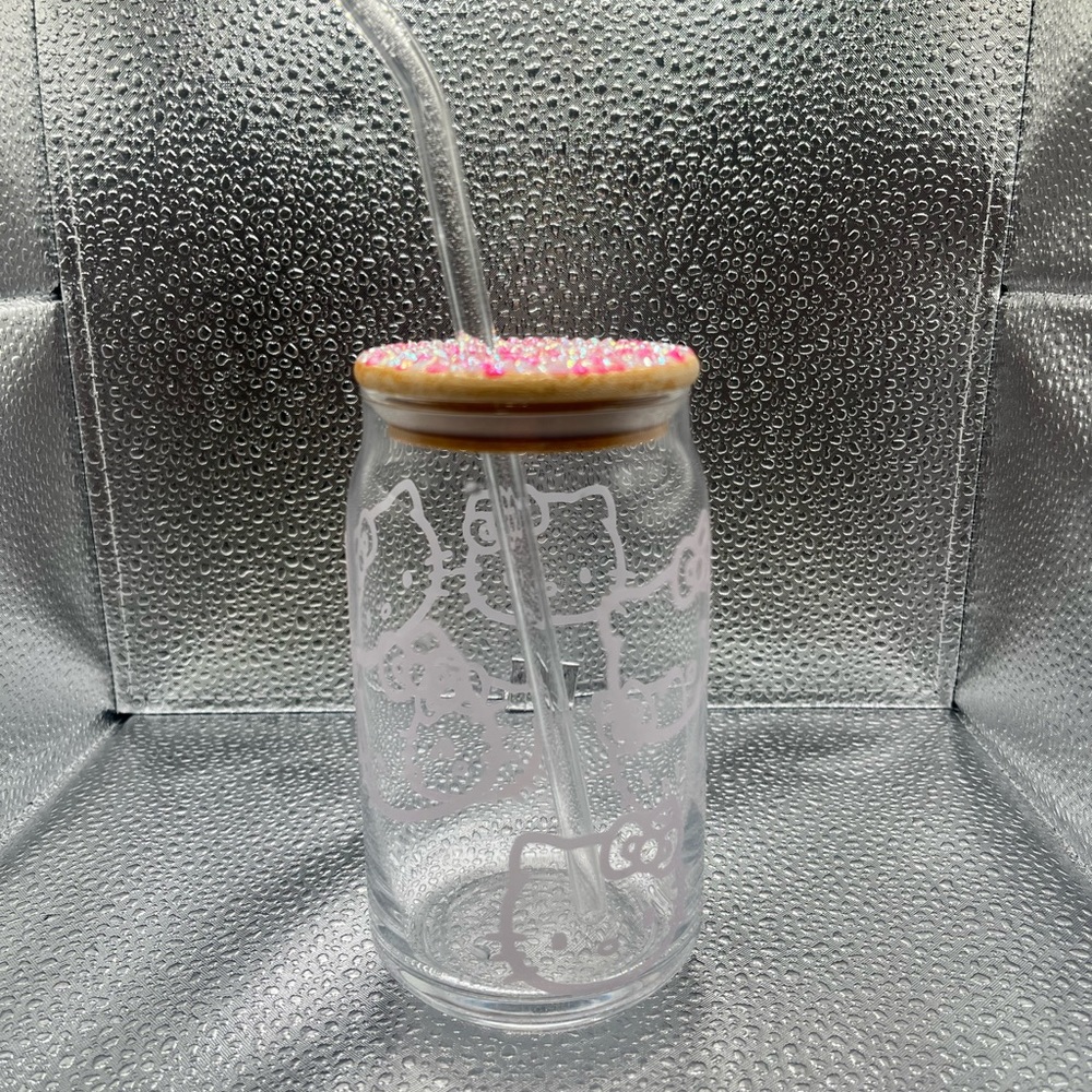 Hello kitty color changing cup with rhinestones